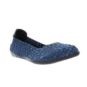 Bernie Mev Catwalk Women 9/40 Blue Jeans Woven Stretch Nylon Flats NWOB